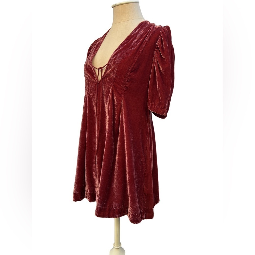 Free People Adele Velvet Tunic Mini Dress - XS